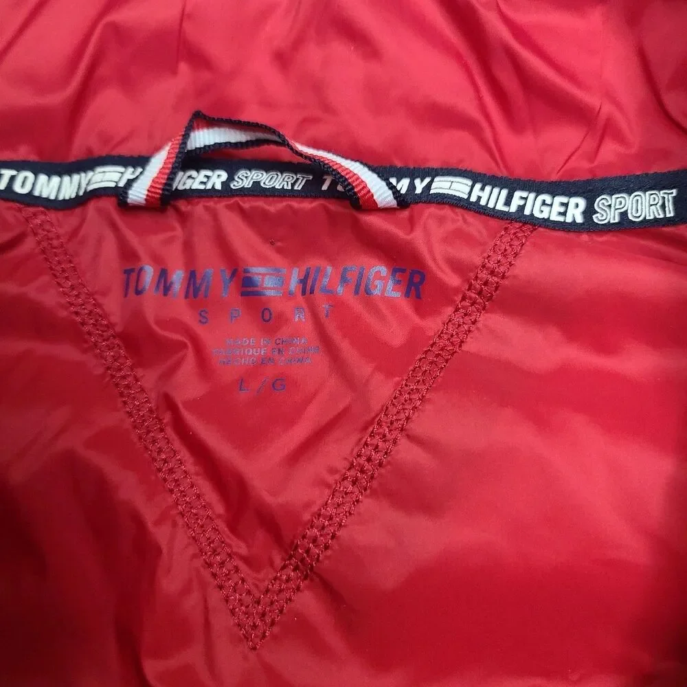 NEW TOMMY HILFIGER SPORT VEST Red Full Zip Front puffer sz L Large NEW
